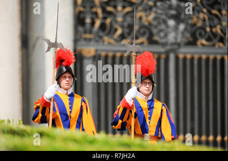 Un membre de la Garde Suisse Pontificale au cours de l'AUDIENCE GÉNÉRALE Mercredi sur la Place Saint Pierre, Vatican, Rome, Italie. 4 mai 2011 © Wojciech Banque D'Images