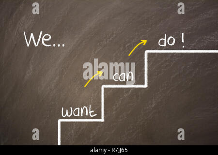 Nous voulons, nous pouvons, nous faisons ! On blackboard Banque D'Images