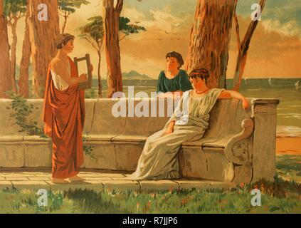 La douane dans la Grèce antique. Lithography. La Civilizacion (la civilisation), volume II, 1881. Banque D'Images