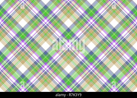 Motif à carreaux tartan en vert et beige. Texture tissu d'impression continue. Vérifier l'arrière-plan vecteur madras. Illustration de Vecteur