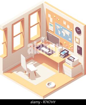 Chambre home office isométrique vectoriel Illustration de Vecteur