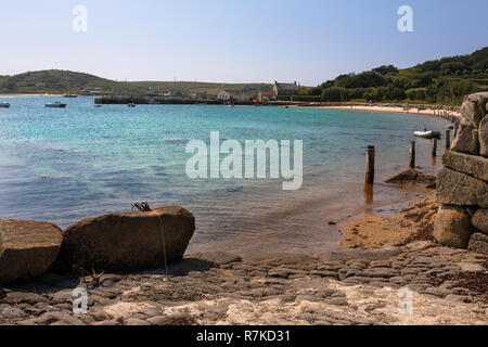 Nouveau port de Grimsby et quayside, Tresco, Îles Scilly, UK Banque D'Images