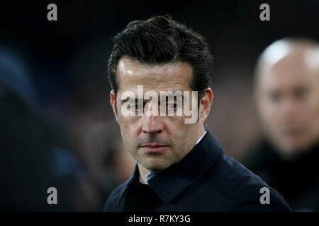 Liverpool, Royaume-Uni. 10 décembre 2018. Everton Manager Marco Silva regarde sur. Premier League, Everton v Watford à Goodison Park à Liverpool le lundi 10 décembre 2018. Cette image ne peut être utilisé qu'à des fins rédactionnelles. Usage éditorial uniquement, licence requise pour un usage commercial. Aucune utilisation de pari, de jeux ou d'un seul club/ligue/dvd publications.pic par Chris Stading/Andrew Orchard la photographie de sport/Alamy live news Banque D'Images