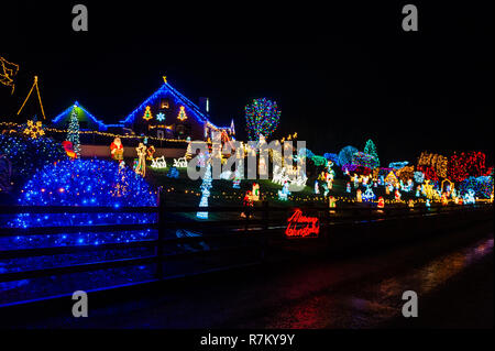 03320 West Cork, Irlande. Dec 10, 2018. Noreen McSweeney's Christmas lights afficher attire des centaines de personnes du West Cork. Noreen a été mise à l'écran pendant 20 ans pour recueillir des fonds pour la charité. Credit : Andy Gibson/Alamy Live News. Banque D'Images