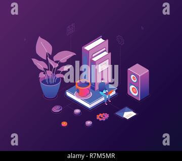 Offres de travailleur - vector illustration isométrique colorée moderne Illustration de Vecteur