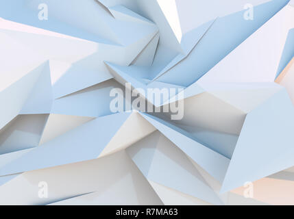 Arrière-plan géométrique triangle polygonale blanc. 3D illustration Banque D'Images