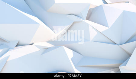 Arrière-plan géométrique triangle polygonale blanc. 3D illustration Banque D'Images