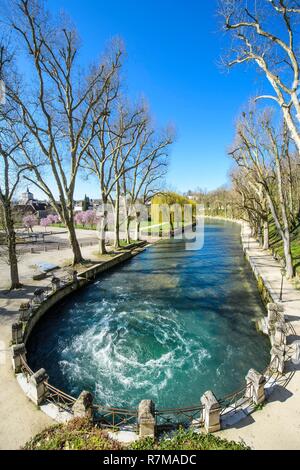 France, Côte-d'Or, Bèze, Promenade de la source autour de la résurgence de la Bèze river Banque D'Images