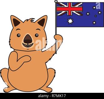 Wombat avec chapeau drapeau australien célébration Illustration de Vecteur