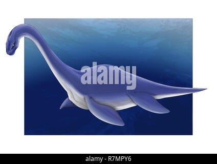 Plesiosaurus dinosaurus de la profondeur de l'eau, bande dessinée de vulgarisation Banque D'Images