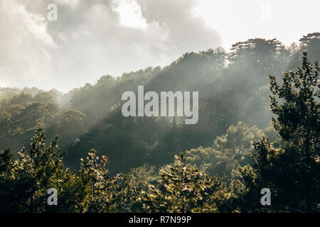 Nuages sur Olympos, Troodos, Chypre Banque D'Images