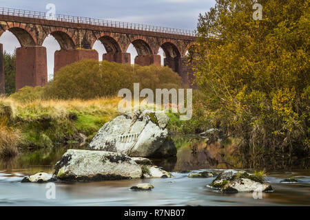 Grandes Eaux de flotte est un viaduc ferroviaire de 300 verges, avec 20 arches. Les piliers ont été renforcés avec parure de briques en 1940. La ligne qu'elle a fermé Banque D'Images