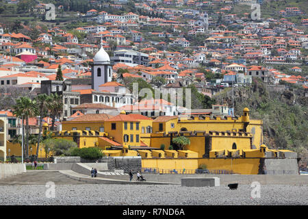 Ville de Funchal et la forteresse de San tiago Banque D'Images