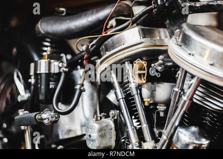 Moto Harley Davidson construit sur mesure. Vélo de l'armée. ww2. panhead. Banque D'Images