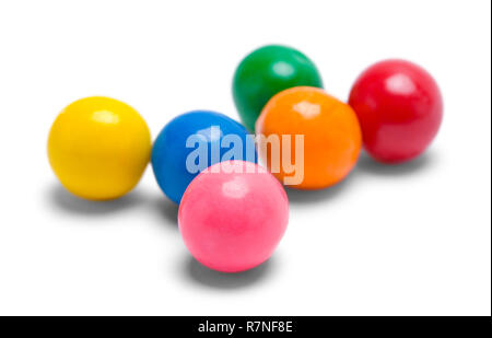 Quelques Boules de gomme isolé sur un fond blanc. Banque D'Images