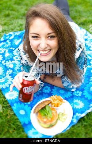 Josephine burger au saumon Banque D'Images