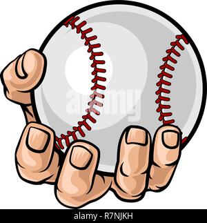 Hand Holding Baseball Ball Illustration de Vecteur