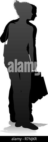 Young Couple Shopping Silhouettes Illustration de Vecteur