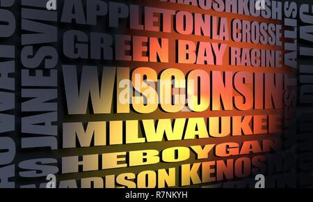 Liste des villes de l'état du Wisconsin Banque D'Images