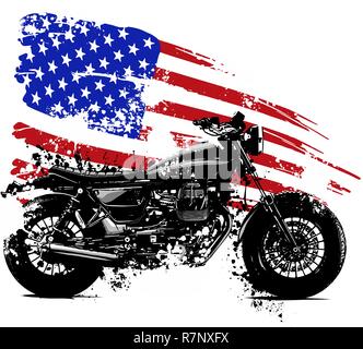 Illustration vetor American chopper moto avec drapeau américain Illustration de Vecteur