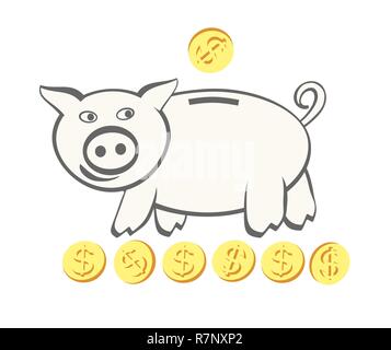 Conteneur pour économiser de l'argent, en forme de cochon. Illustration de Vecteur