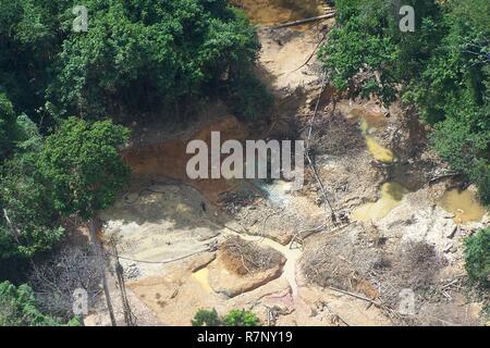 France, Guyane (département d'outre-mer), Camopi, abandonné l'orpaillage plan du Banque D'Images