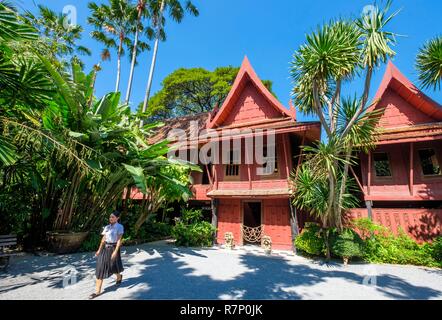 Thaïlande, Bangkok, Pathum Wan district, Jim Thompson House construit dans les années 1950 par l'homme d'affaires et aventurier américain Jim Thompson, qui avait l'ambition de relancer l'industrie de la soie thaïlandaise, est maintenant un musée Banque D'Images