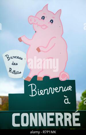 France, Sarthe, Connerre, Claude Segouin's Butcher's shop Banque D'Images