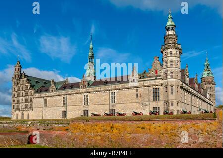 Le Danemark, l'île de Sjælland, Helsingor, Renaissance château de Kronborg et ses fortifications, classé au Patrimoine Mondial par l'UNESCO, Hamlet de Shakespeare création Banque D'Images