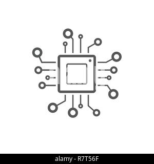 Icône vecteur ligne processeur pour les sites web et mobile design plat minimaliste. Icône de l'unité centrale mini télévision Style. Processeur Mobile vecteur. Illustration de l'unité centrale de téléphone. Icône de l'unité centrale de base. Stoke modifiable. Illustration de Vecteur