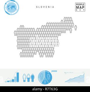 La Slovénie Personnes Carte des Icônes. Silhouette vecteur stylisé de Slovénie. La croissance de la population et au vieillissement des infographies Illustration de Vecteur