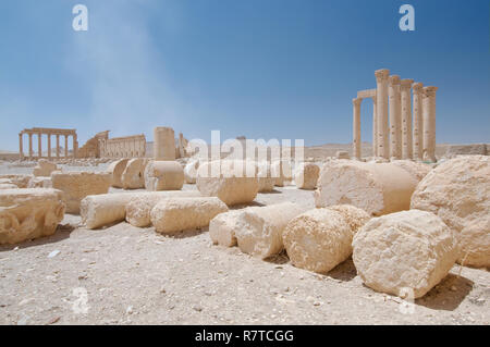 Temple de Bel, de ruines dans la ville antique de Palmyre, Palmyre, Tadmor, Palmyre, Homs, Syrie Gouvernorat Banque D'Images