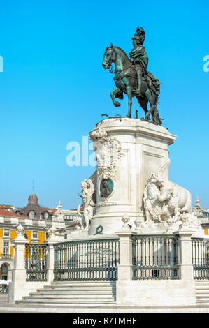 King Jose je statue équestre, Praça do Comercio, la Baixa, Lisbonne, Portugal Banque D'Images