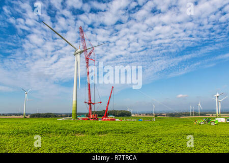 Construction d'une éolienne, Werl, Rhénanie du Nord-Westphalie, Allemagne Banque D'Images