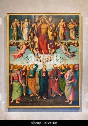 L'Ascension du Christ (Ascensione di Gesù) aka Sansepolcro retable, du Pérugin, vers 1510, à la Cathédrale d'Arezzo, Toscane, Italie Banque D'Images