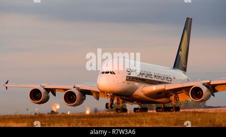 France, Val d'Oise, de l'Aéroport Paris Charles de Gaulle, l'Airbus A380 Banque D'Images