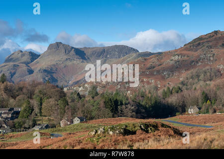 À plus de 500 Basingstoke Road village vers Thrang Crag dans le The Langdales, Lake District, UK. Banque D'Images