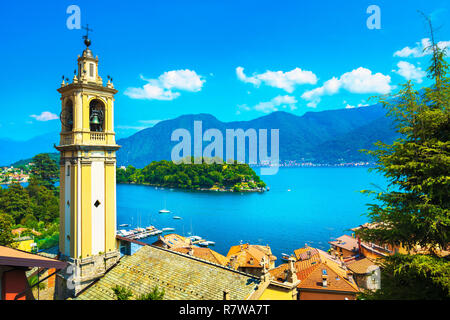 Lac de Côme, Sala Comacina clocher de Greenway Trail. L'Italie, l'Europe. Banque D'Images