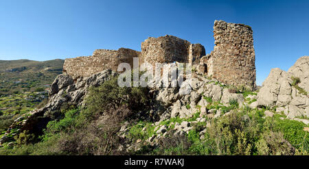 Ruines du château de Selimiye Selimiye proche village sur la péninsule de Bozburun dans Mugla province de la Turquie. Banque D'Images