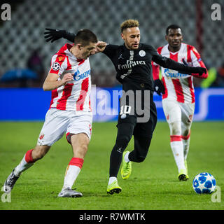 Rajko Mitic Stadium, Belgrade, Serbie. Dec 11, 2018. Ligue des Champions de football, l'étoile rouge de Belgrade contre Paris Saint-Germain Paris Saint-Germain de Neymar ; défis Strahinja Erakovic de l'étoile rouge de Belgrade : Action Crédit Plus Sport/Alamy Live News Banque D'Images