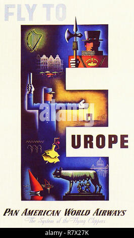 Europe - Pan American Vintage Travel Poster Banque D'Images