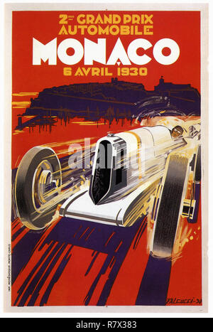 Deuxième Grand Prix automobile de Monaco 1930 - Vintage Travel Poster Banque D'Images