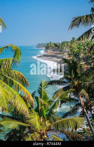 L'Inde, Etat du Kerala, Cochin, Kerala, India, vue de la falaise sur les plages du nord Banque D'Images