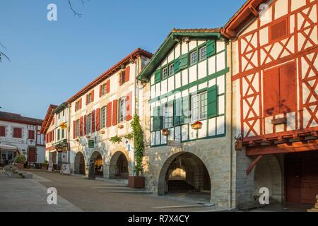 France, Pyrénées Atlantique, Pays Basque, La Bastide Clairence, étiqueté Les Plus Beaux Villages de France Banque D'Images