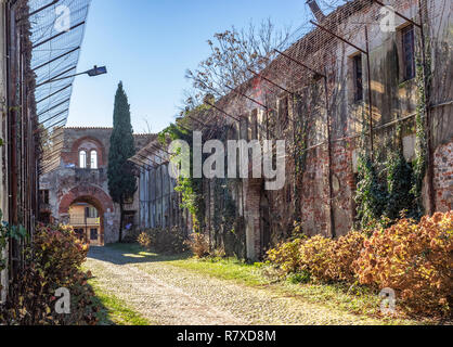 Ancienne usine de briques dans le parc du Tessin, en mauvais état. Lombardie - Italie Banque D'Images