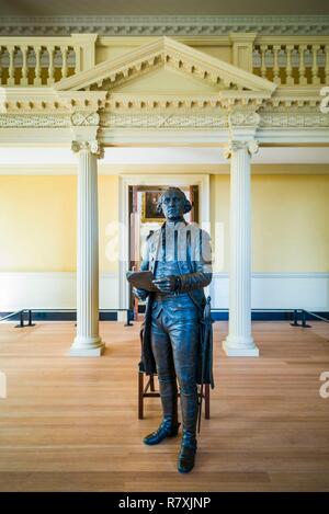 United States, Maryland, Annapolis, Maryland State House, Old Sénat avec statue de George Washington, c'est là que le général Washington a démissionné de sa commission militaire après la Révolution américaine Banque D'Images