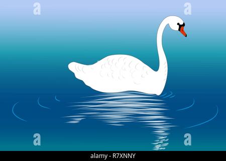 Cygne muet sur l'eau, vector illustration Illustration de Vecteur