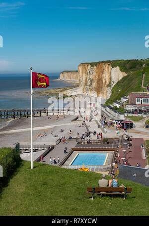 France, Seine Maritime, Veules les roses, Les Plus Beaux Villages de France, la plage Banque D'Images