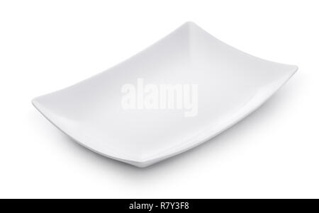 Plat rectangulaire blanc vide isolated on white Banque D'Images