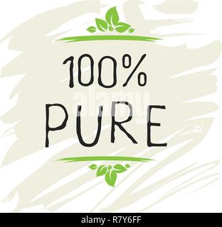 100 label pur produit de haute qualité et de badges. Saine alimentation Bio Eco Bio, bio et naturels sur l'icône du produit. Emblèmes pour cafe, l'emballage etc. Vector Illustration de Vecteur